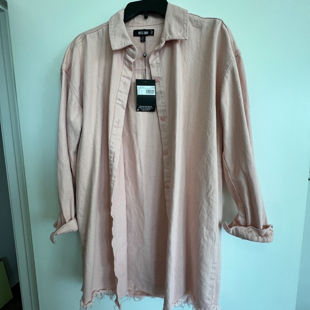 Missguided Oversized Fray Hem Denim Dress